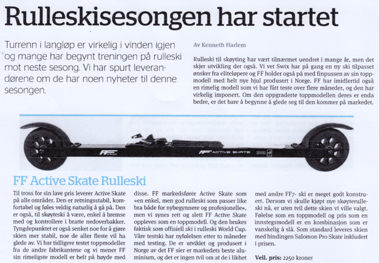 FF Active Skate rulleski i sort, helvisning fra siden