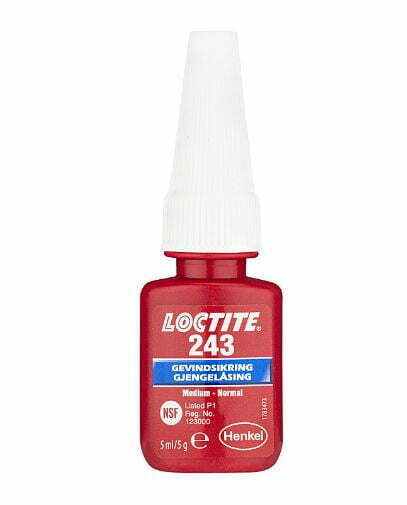 Loctite 243 gjengelås har 72 timer herding etter montering.